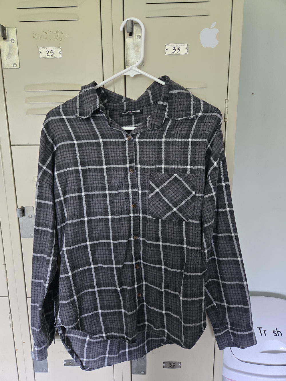 Brandy Melville Black and White Plaid Button-Down Shirt